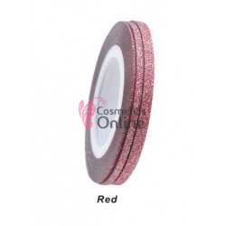 Banda decor pentru unghii cu Sclipici Rosu de 1-6mm